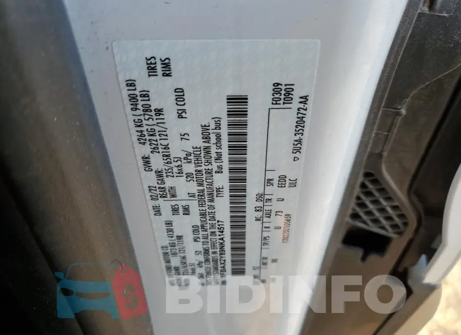 1FBAX2Y89NKA14517 Photo# 13