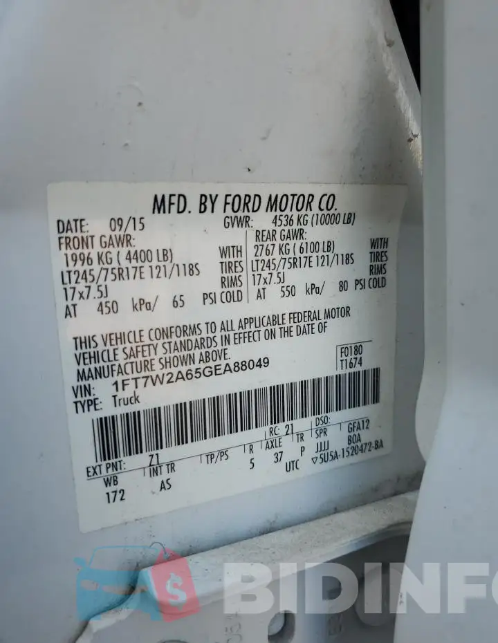 1FT7W2A65GEA88049 Photo# 12