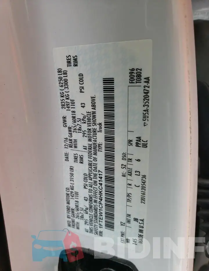 1FTEW1CP4HKC41417 Photo# 12