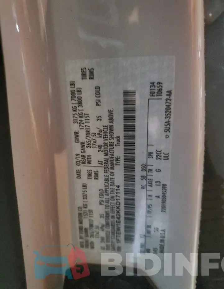 1FTEW1E42KKD17114 Photo# 12