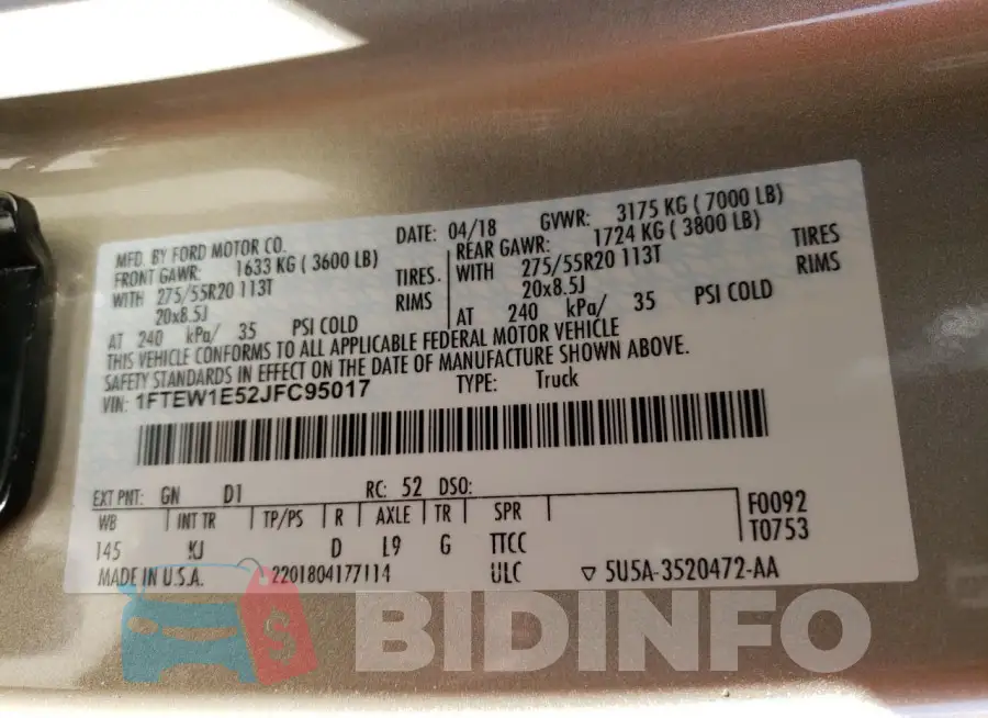 1FTEW1E52JFC95017 Photo# 12