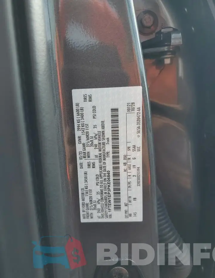 1FTEW1EP3PKE06840 Photo# 12