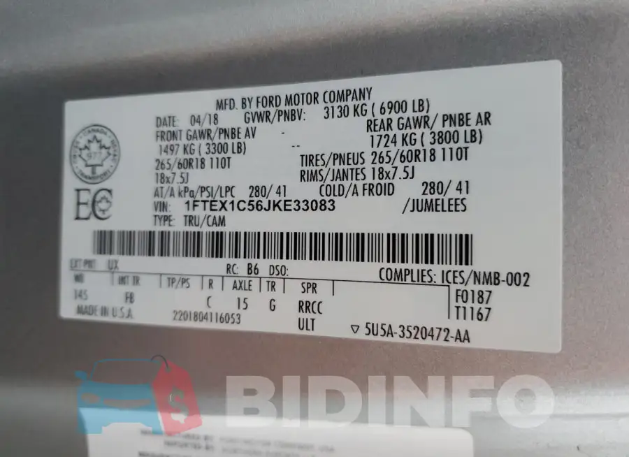1FTEX1C56JKE33083 Photo# 12