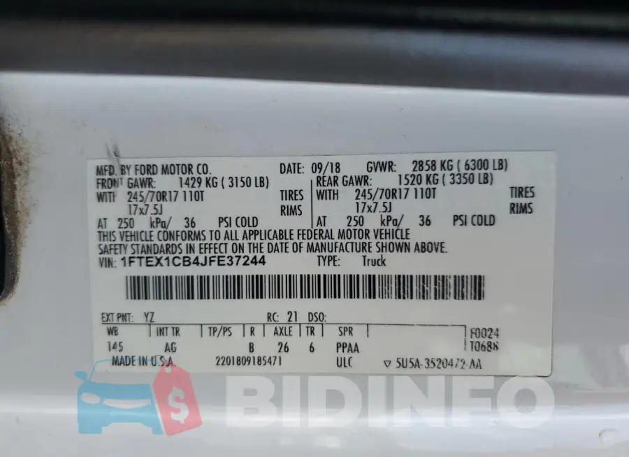 1FTEX1CB4JFE37244 Photo# 12