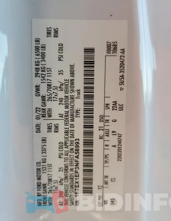 1FTEX1EP3NFA58993 Photo# 12