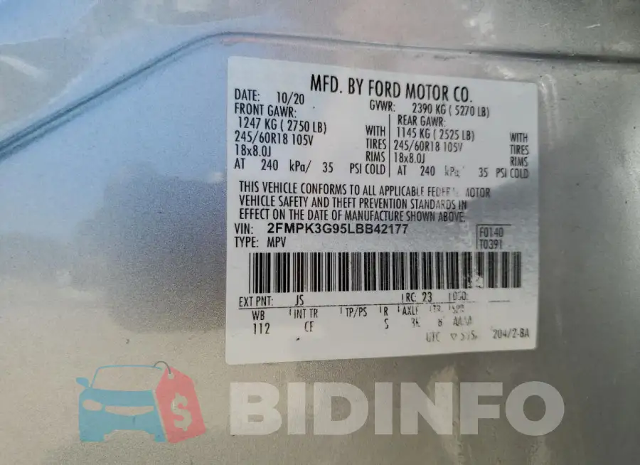 2FMPK3G95LBB42177 Photo# 13