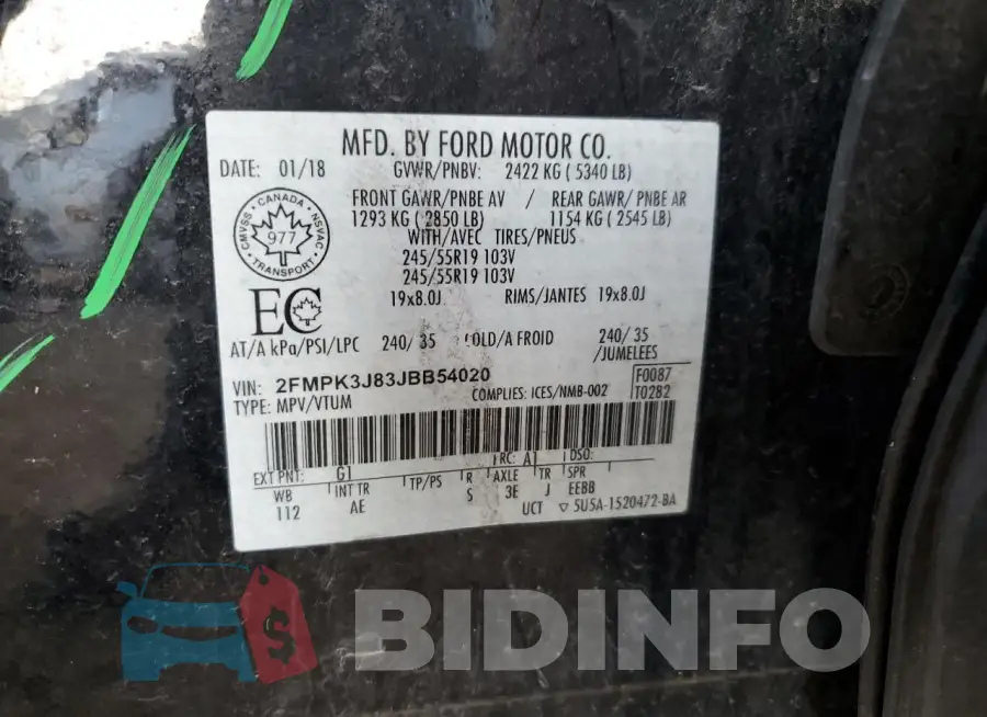2FMPK3J83JBB54020 Photo# 13