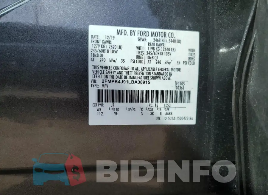 2FMPK4J91LBA38915 Photo# 14