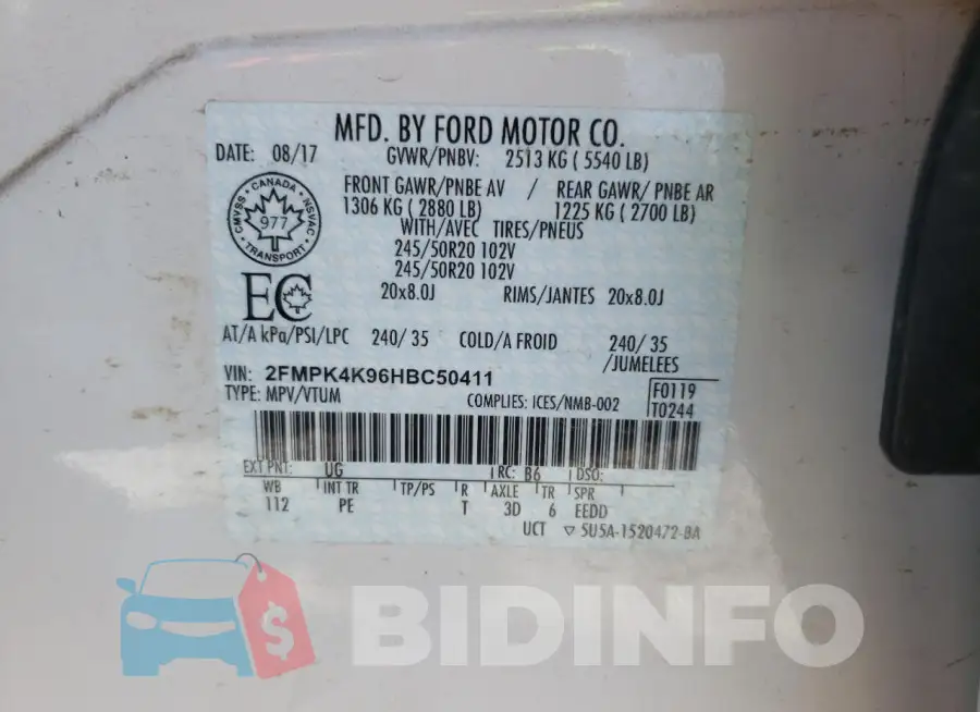 2FMPK4K96HBC50411 Photo# 13