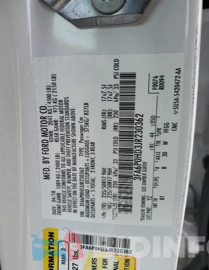 3FA6P0HD3JR230362 Photo# 12