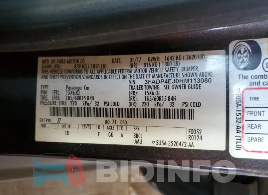 3FADP4EJ0HM113080 Photo# 12