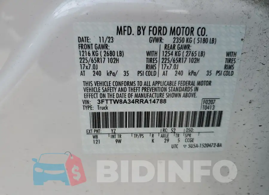 3FTTW8A34RRA14788 Photo# 13