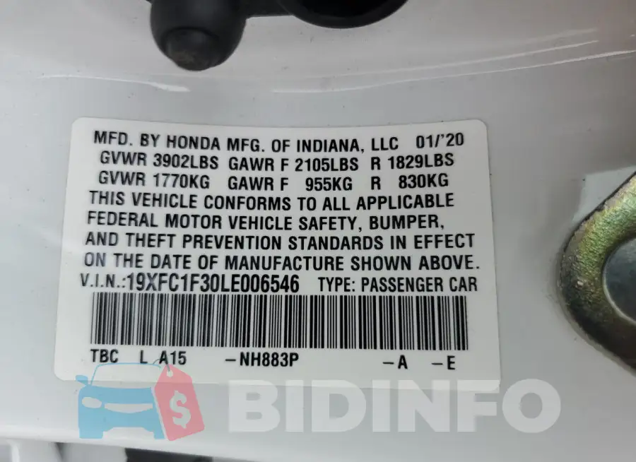 19XFC1F30LE006546 Photo# 13