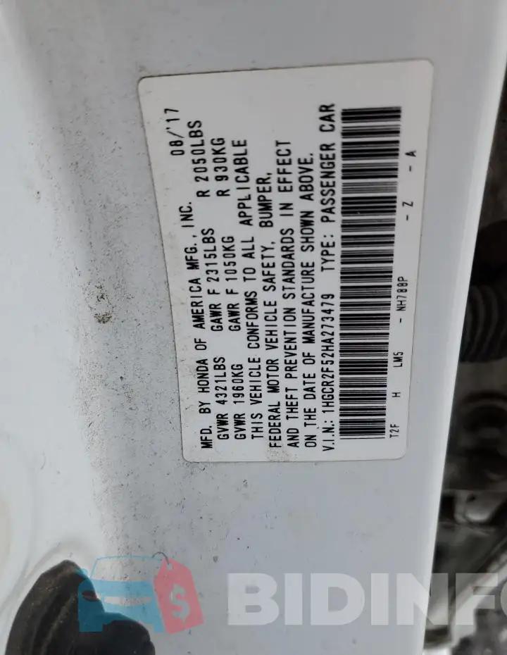1HGCR2F52HA273479 Photo# 13