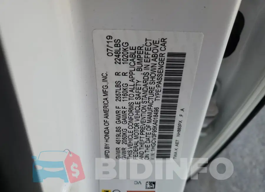 1HGCV3F95KA018496 Photo# 13