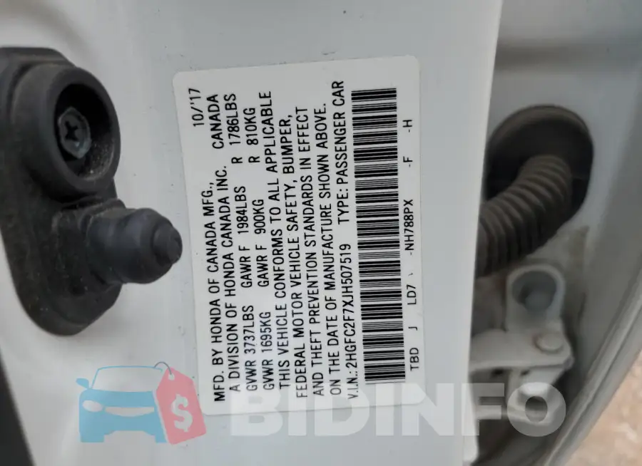 2HGFC2F7XJH507519 Photo# 12
