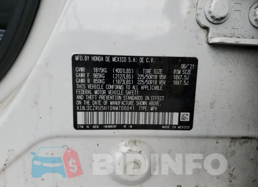3CZRU5H10NM700041 Photo# 14