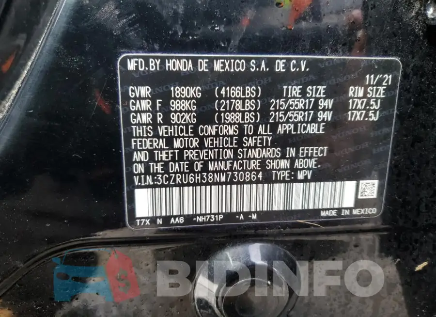 3CZRU6H38NM730864 Photo# 12