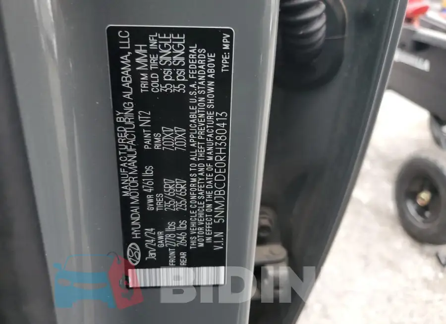 5NMJBCDE0RH380413 Photo# 13