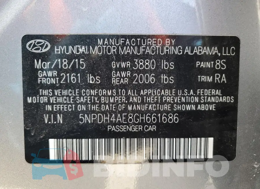 5NPDH4AE8GH661686 Photo# 12