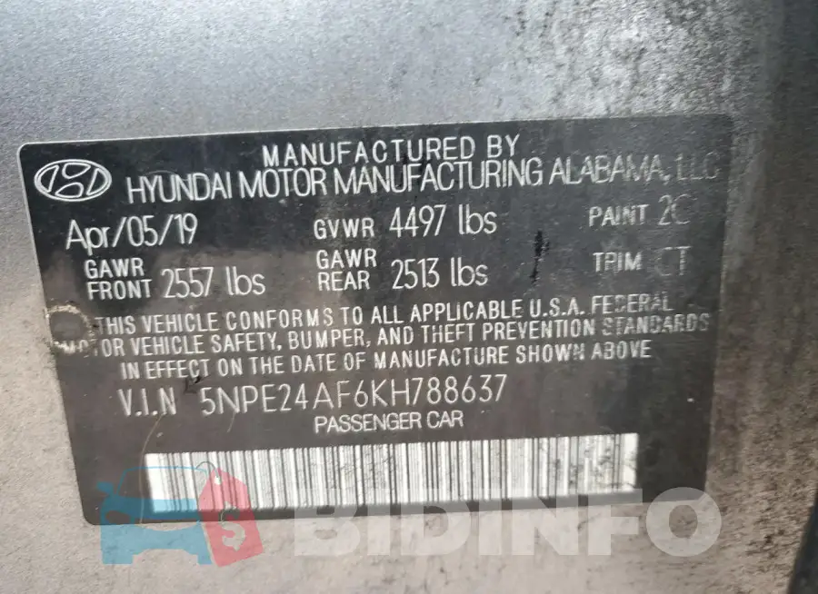 5NPE24AF6KH788637 Photo# 12
