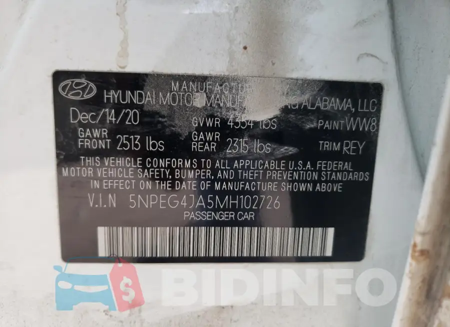 5NPEG4JA5MH102726 Photo# 12