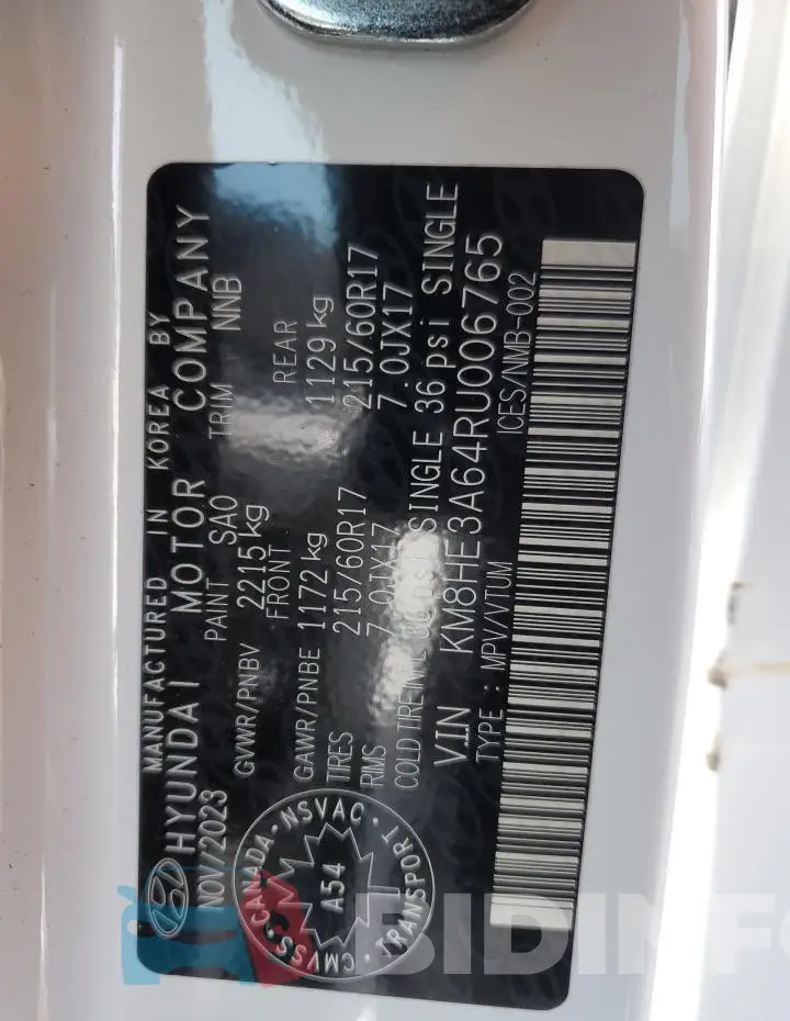 KM8HE3A64RU006765 Photo# 14