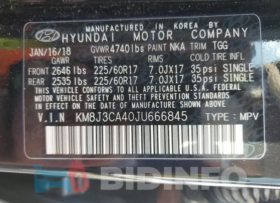 KM8J3CA40JU666845 Photo# 13