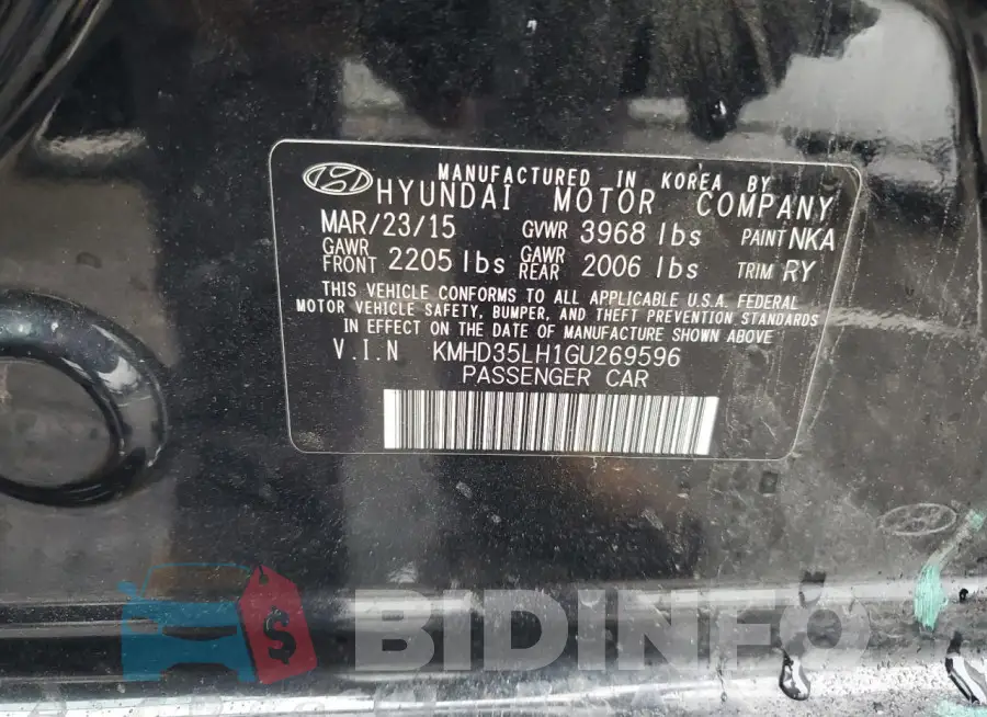 KMHD35LH1GU269596 Photo# 13