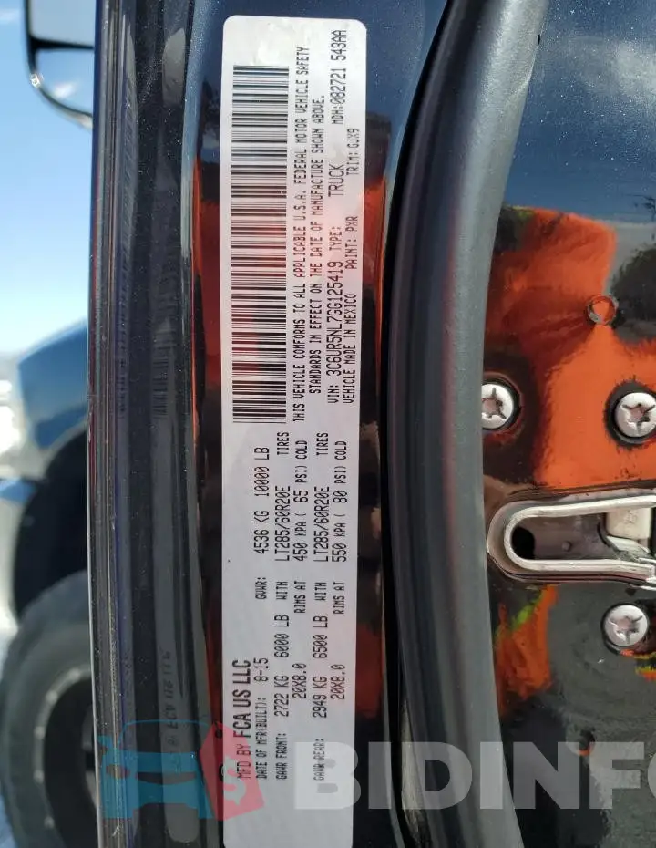 3C6UR5NL7GG125419 Photo# 12