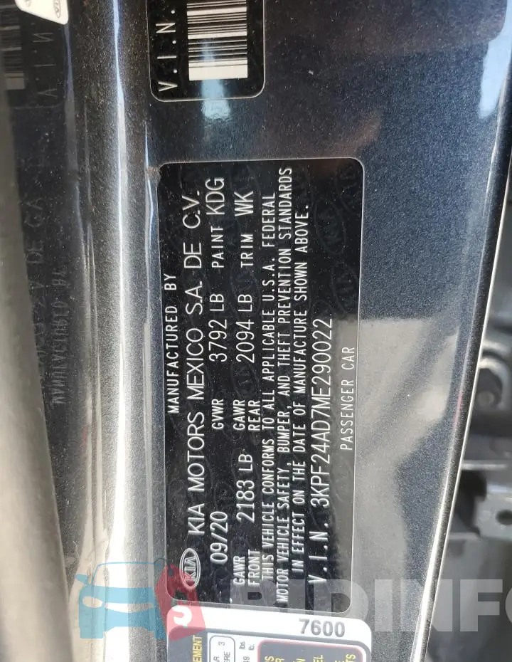 3KPF24AD7ME290022 Photo# 12