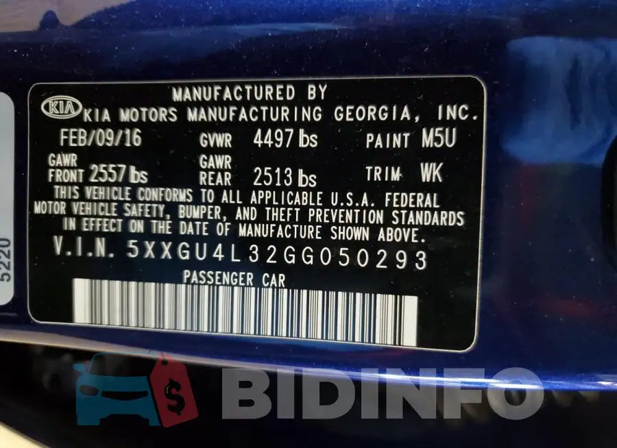 5XXGU4L32GG050293 Photo# 12