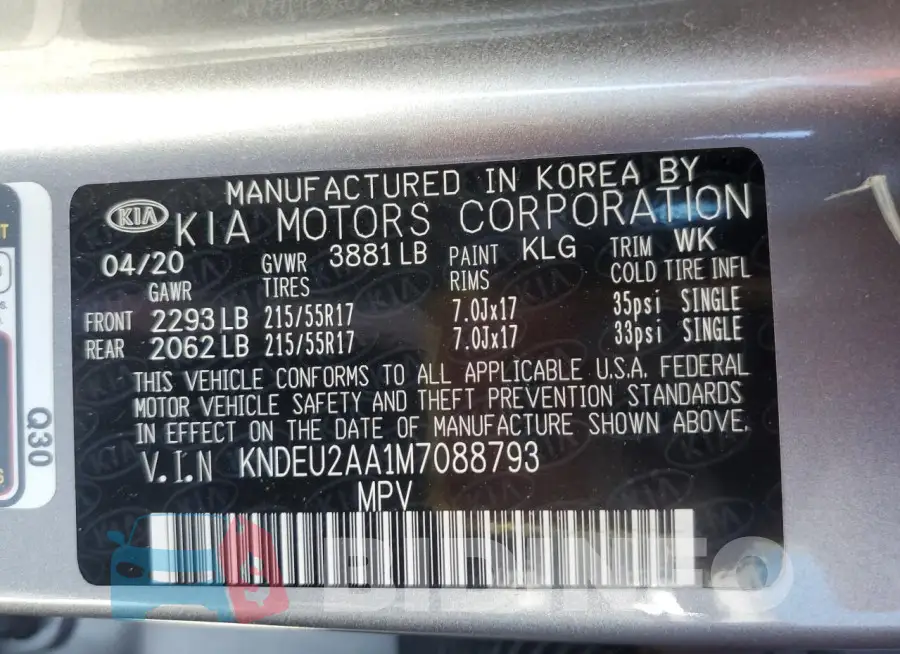 KNDEU2AA1M7088793 Photo# 13