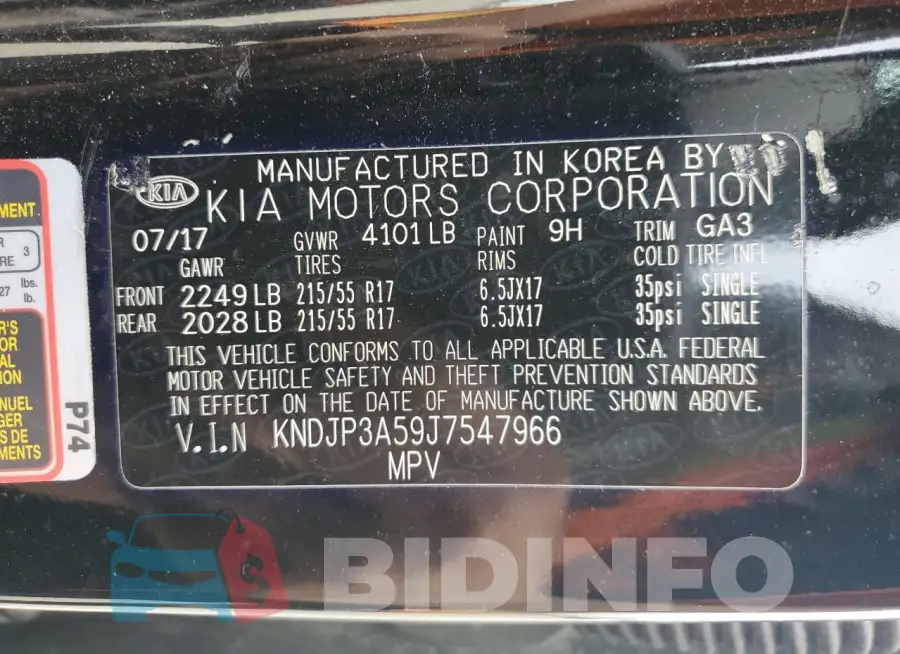 KNDJP3A59J7547966 Photo# 12