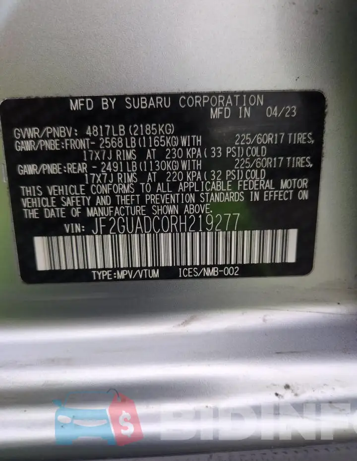 JF2GUADC0RH219277 Photo# 13