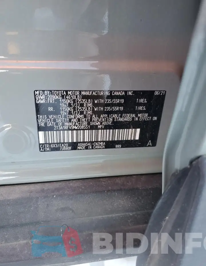 2T3A1RFV9MW208551 Photo# 12