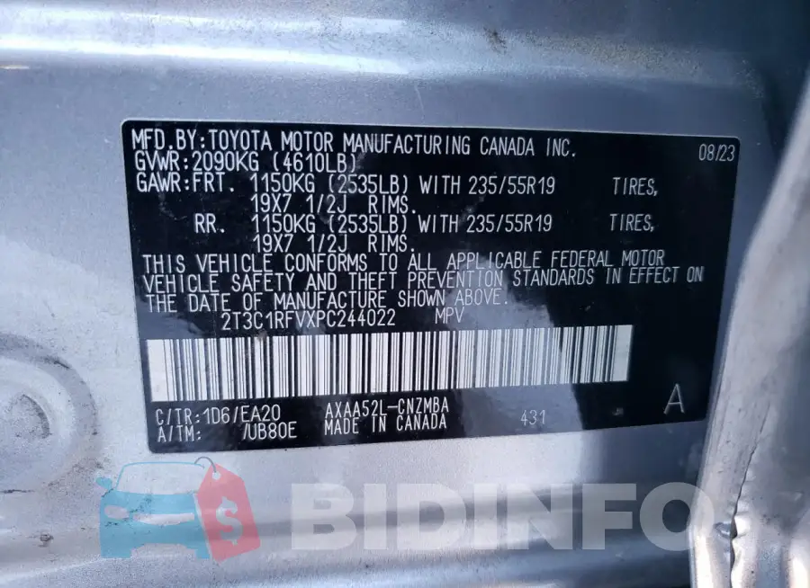 2T3C1RFVXPC244022 Photo# 13
