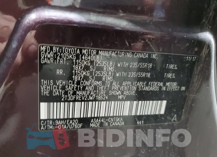 2T3DFREV2JW718624 Photo# 13