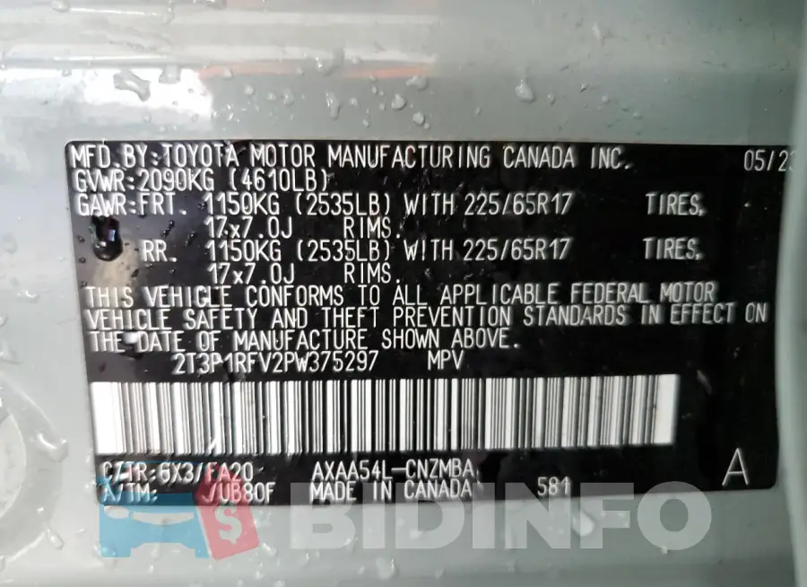 2T3P1RFV2PW375297 Photo# 14