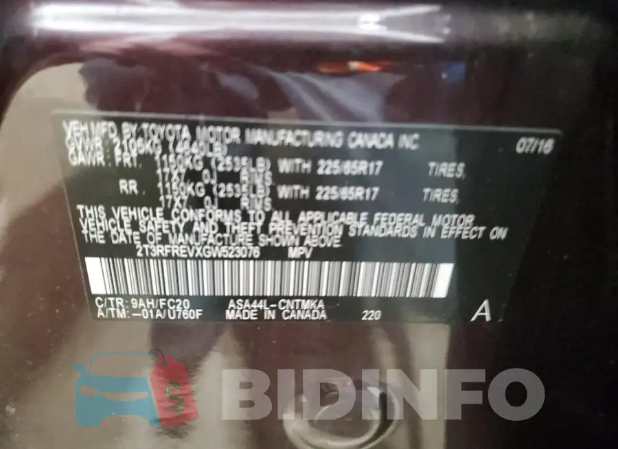 2T3RFREVXGW523076 Photo# 13