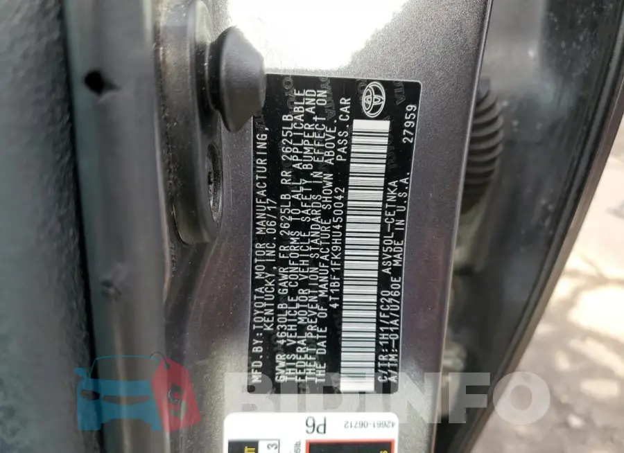 4T1BF1FK9HU450042 Photo# 12