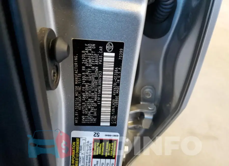 4T1F11AK9LU907853 Photo# 12
