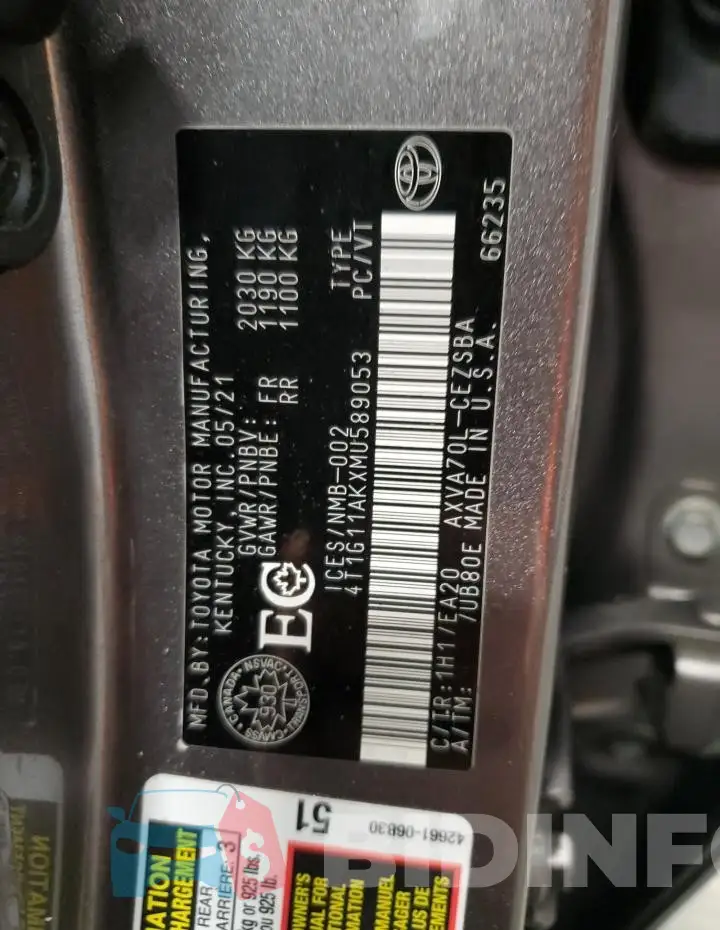 4T1G11AKXMU589053 Photo# 12