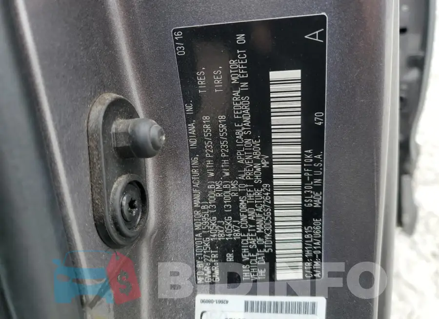 5TDYK3DC5GS726429 Photo# 13