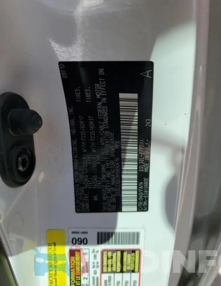 5TDZZ3DCXHS890616 Photo# 13