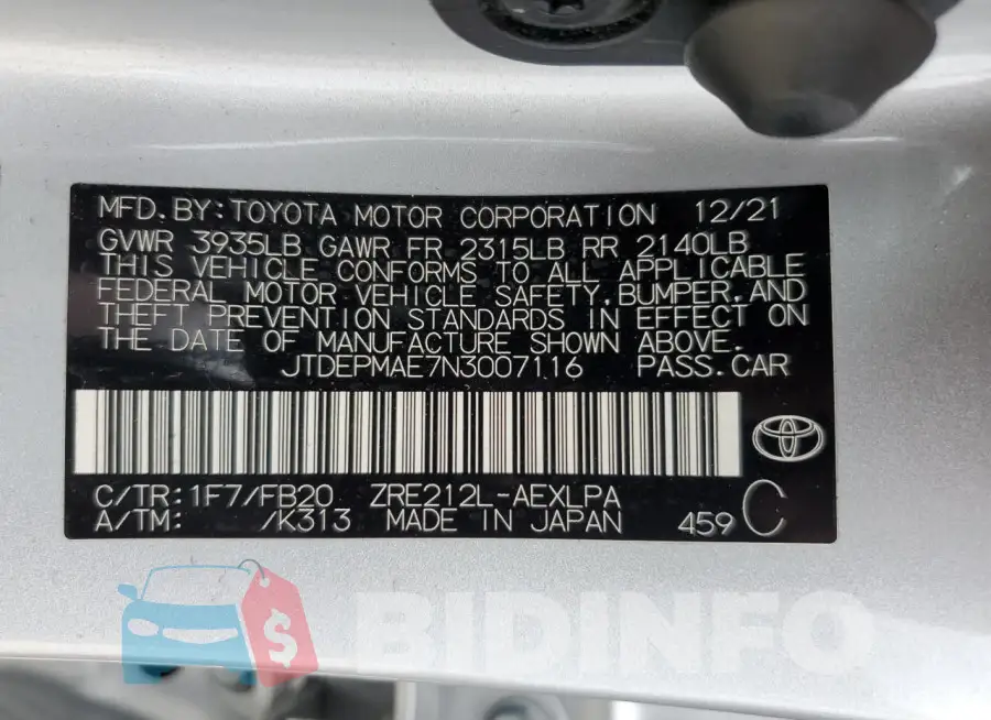JTDEPMAE7N3007116 Photo# 12