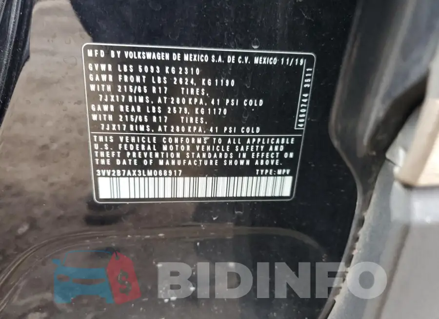 3VV2B7AX3LM068917 Photo# 13