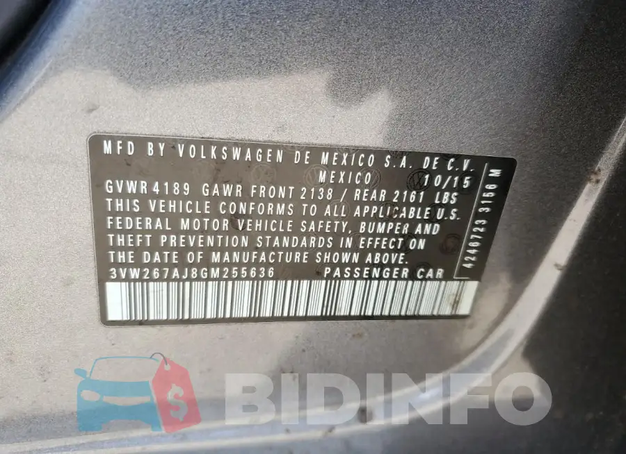 3VW267AJ8GM255636 Photo# 12