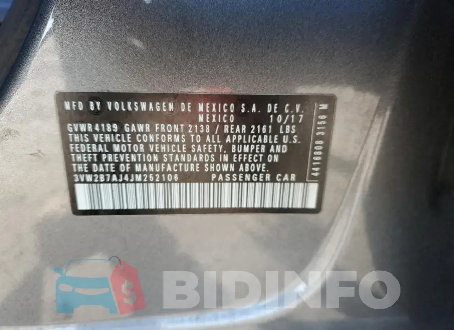 3VW2B7AJ4JM252106 Photo# 12