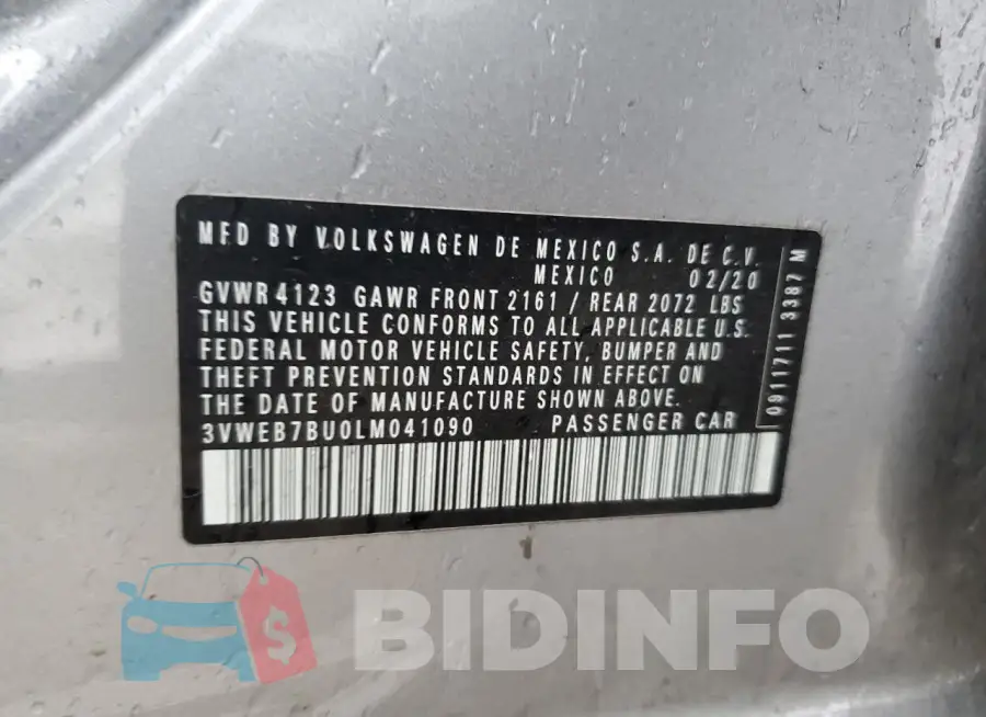3VWEB7BU0LM041090 Photo# 12